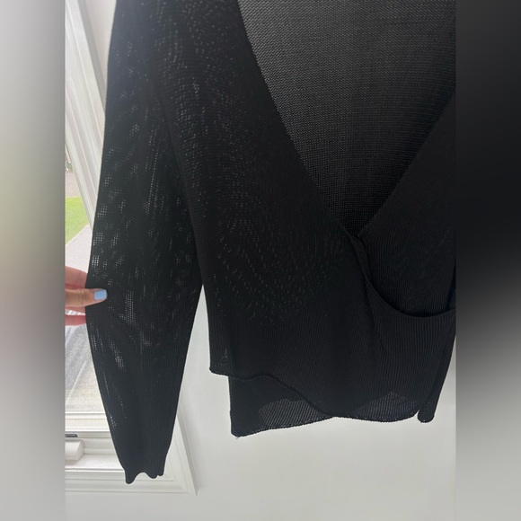 A.L.C Black V-Neck Knit Wrap Sweater | Size Small - Picture 2 of 10